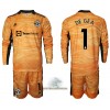 Officiële Voetbalshirt + Korte Broek Doelman Manchester United David de Gea 1 Thuis 2021-22 Lange Mouw - Kids